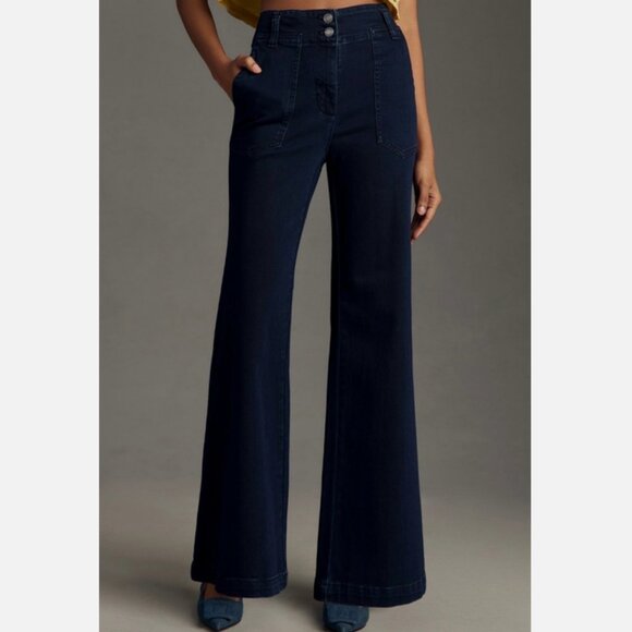 Anthropologie Maeve The Naomi Denim High-Rise Wide-Leg Jeans Fender 30 NWT - Picture 2 of 5